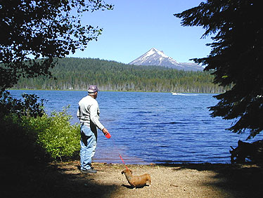 Lake o' the Woods showcases the beautiful mixed confierous forests and clear waters of the Southern Oregon Cascades